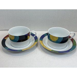 Mikasa Currents M5101 Cup & Saucer Set of 2 – California Pattern – EUC